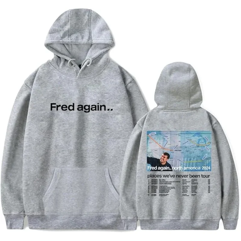 

2025 yiyi2025yiyiFred Again Places We've Never Been Tour 2024 Merch Hoodie Casual Sweatshirt Long Sleeve