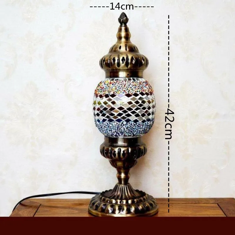 Turkey Coffee Bar Table Lamp Glass Bohemian Style Lighting Bedside Decorative Mosaic Led Desk Lamp