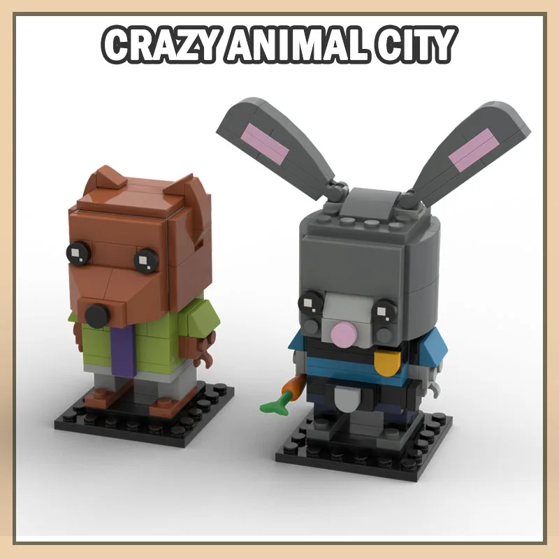 

MOC-83782 Brickheadz Building Blocks Animation Movie Character Model Creative Gift CRAZY ANIMAL CITY Building Blocks Bet Toys