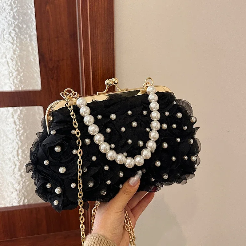 

Pearl Chain Fashion Crossbody Bags 2026 New Versatile Women's Crossbody Bags Party Light Luxury Women's Bag Evening Bag