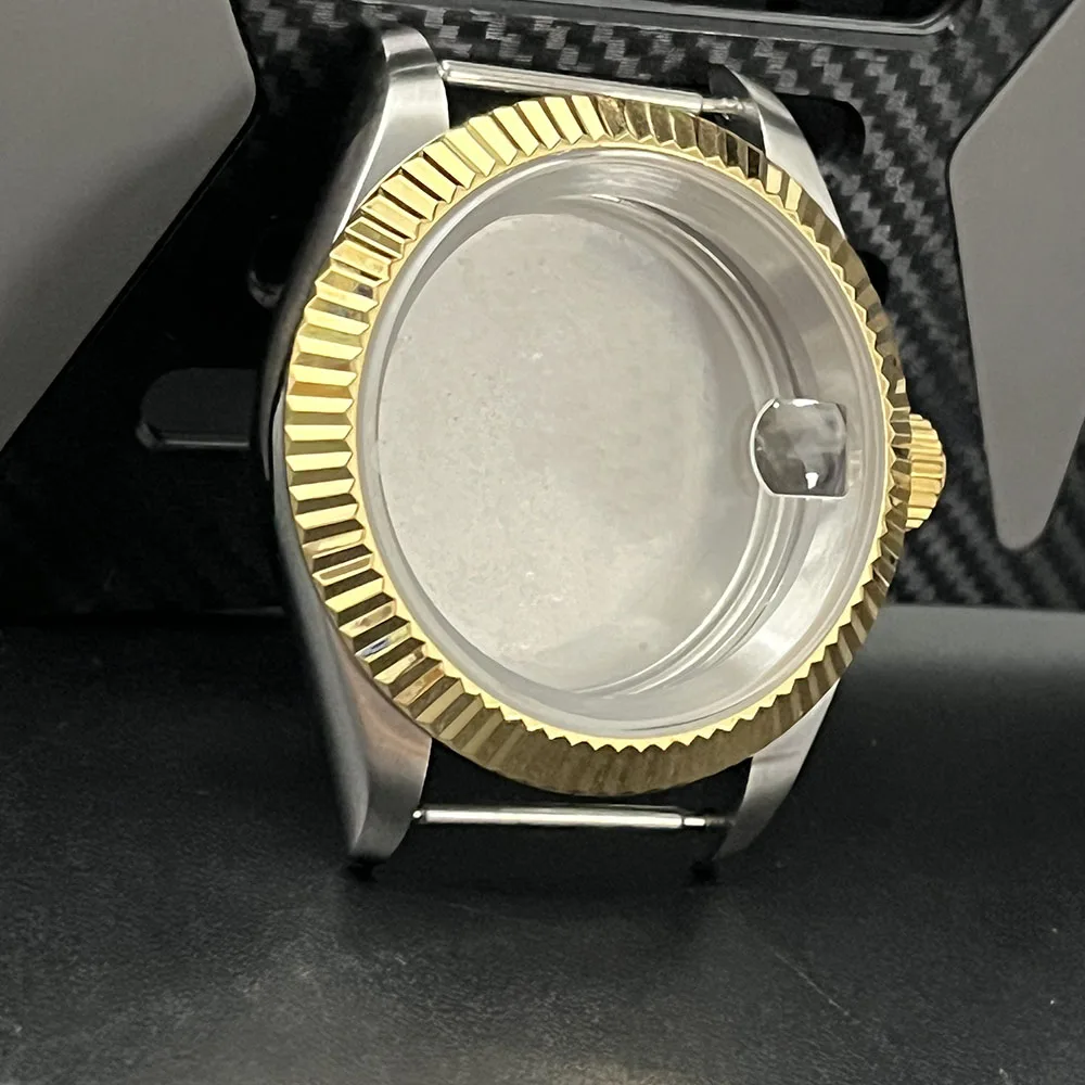 39MM NH35 광택 룸 골드 쉘, 스테인레스 스틸 밀봉 뒷면 커버, 8212 ST1612 모션 날짜, 스틸, 20MM 폭