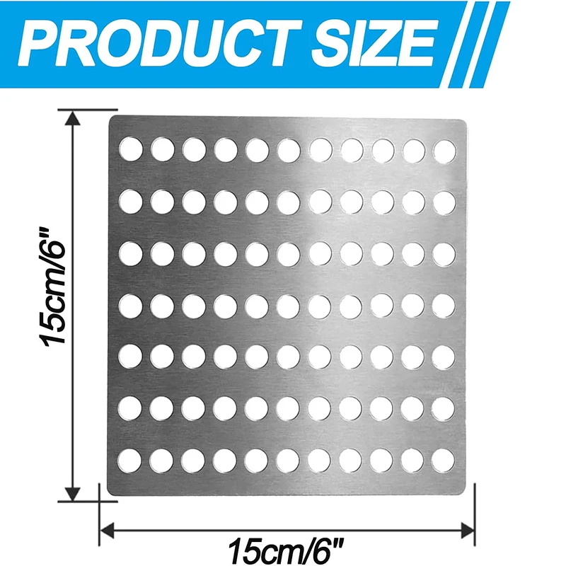 Stainless Steel Drain Covers 15x15cm Square Drain Cover Floor Drains Net Cover Swirl Drain Covers Outdoor Drain Protection Tool - view 6
