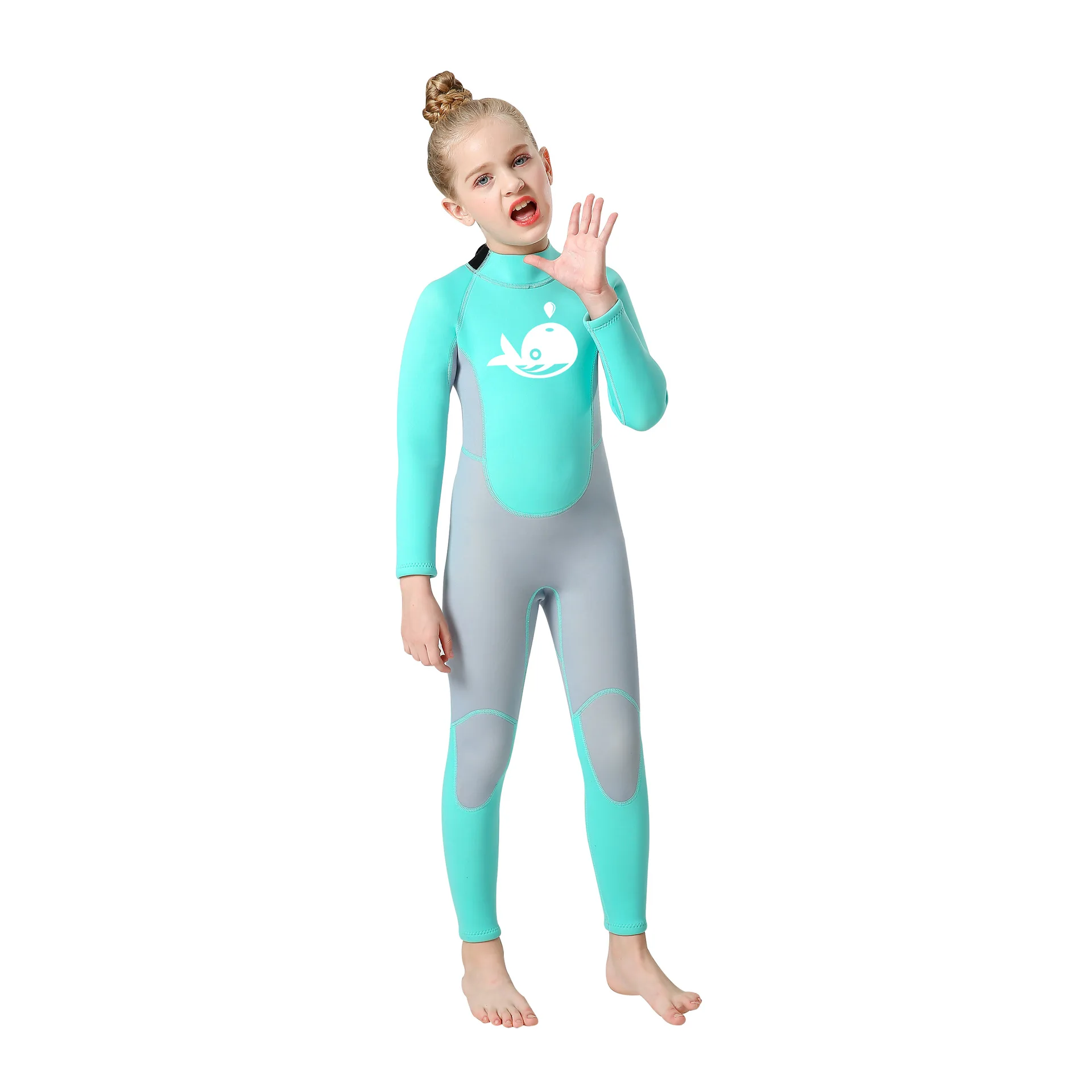 

For Kids 2.5mm Siamesed Long-sleeved Wetsuits Diving suit Sunscreen Surfing Wetsuit Winter Swimwear Jellyfish Suit
