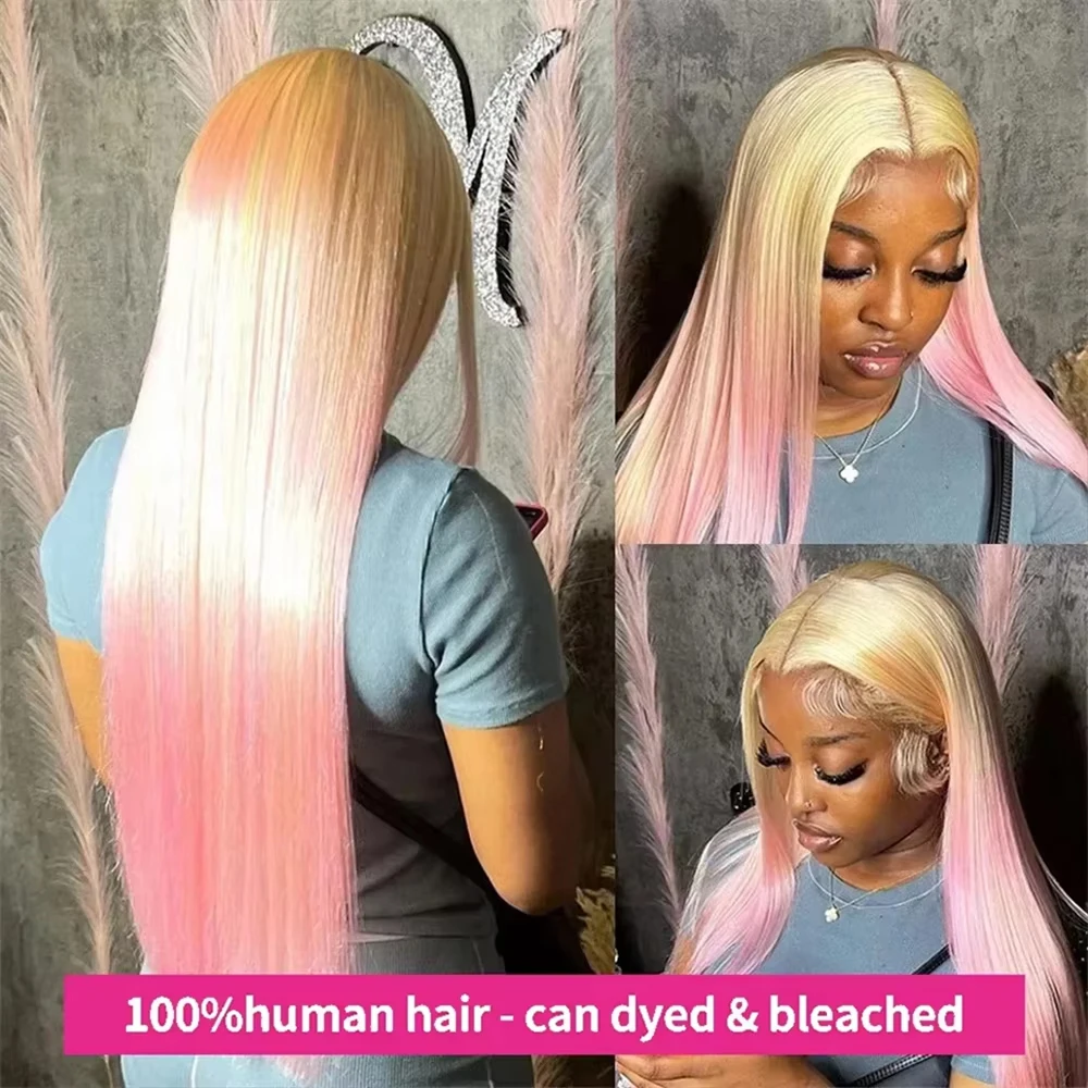 250 300 Density Straight Blonde 613 Lace Frontal Wig 13x6 Brazilian Human Hair Wigs for Women 38inch 13x4 Lace Front Colored Wig image 3