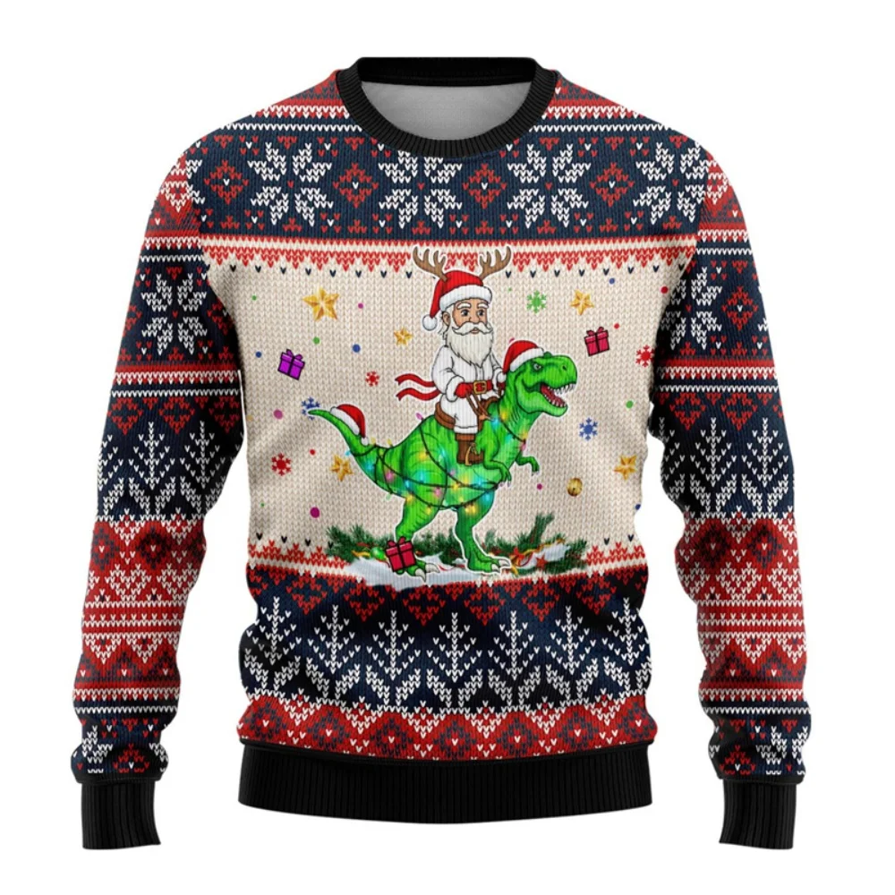 أزياء سانتا كلوز يسوع الجرافيك عيد الميلاد البلوز الخريف الشتاء 3D Printugly سترة عارضة عيد ميلاد سعيد المتضخم قمم