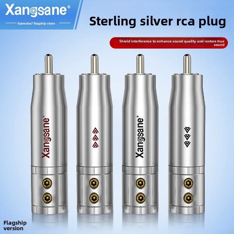 Xangsane/Elephant God, Sterling Silver RCA Plug Flagship Sterling Silver Lotus Terminal, Coaxial Cable Signal Cable Connector