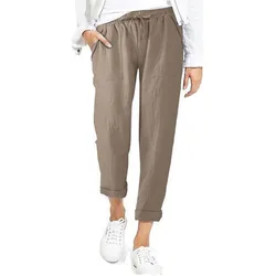 Spring Summer Solid Color Elastic Waist Pencil Pants Multiple Colour Lacing Trousers Simplicity Casual Fashion Women Clothing