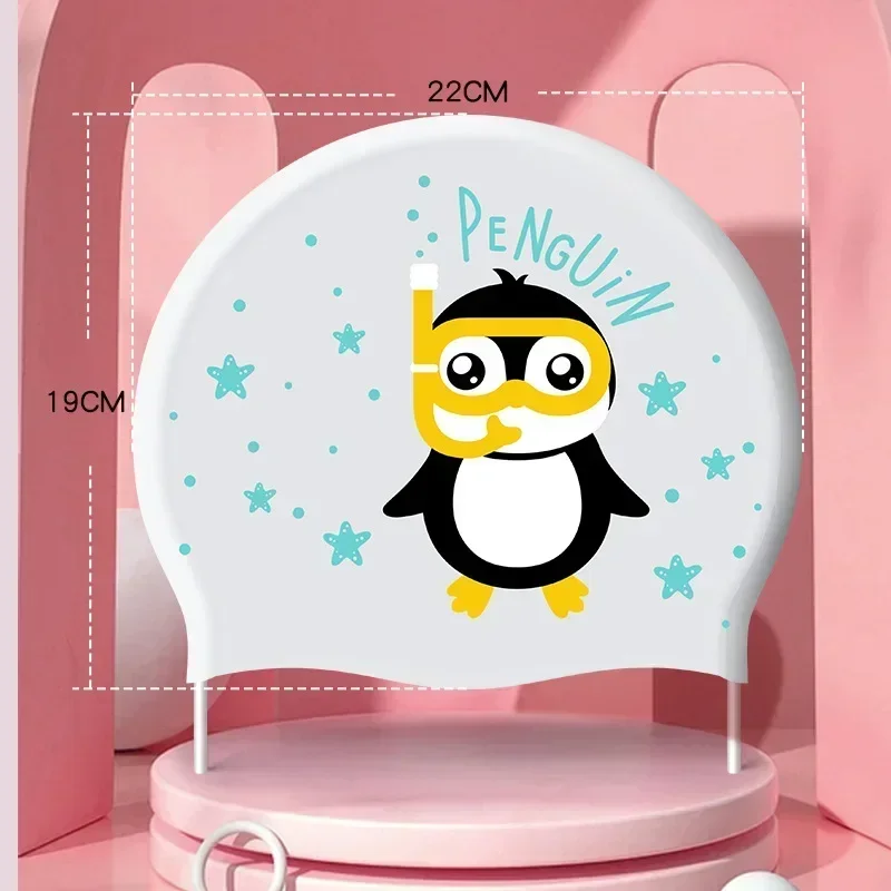 قبعات السباحة للأطفال حماية الأذن قبعات السباحة سيليكون مقاومة للماء للأطفال قبعات السباحة الكرتونية اللطيفة ملحقات حمام السباحة