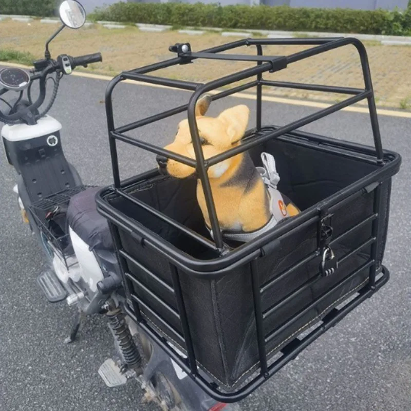 Large Bicycle Rear Basket Dog Carrier with Lock Metal Bike Rack Dogs Carriers Basket for Electric Bike Storage Basket with Liner