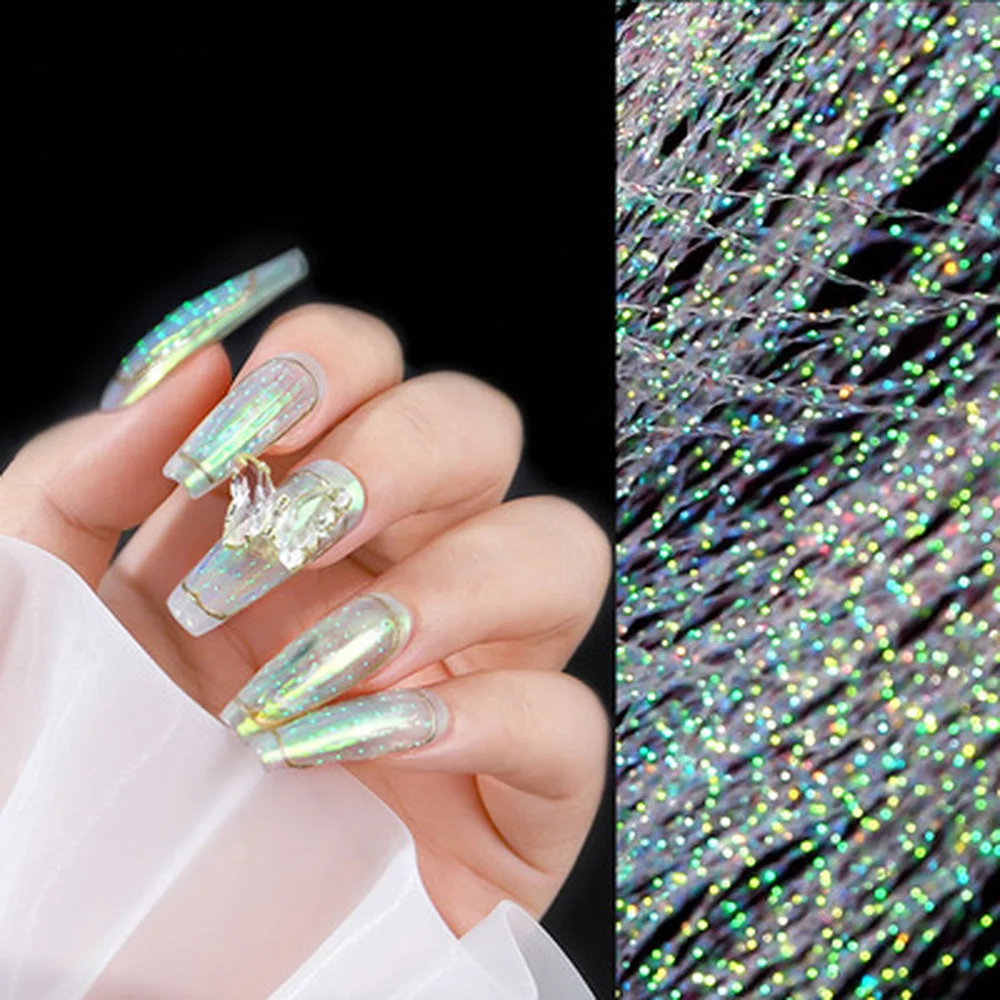 

Флуоресцентная красочная 3D голографическая нить, наклейка для ногтей, лазерная блестящая сетчатая лента, шелковая фольга, украшения для ногтей для ногтей