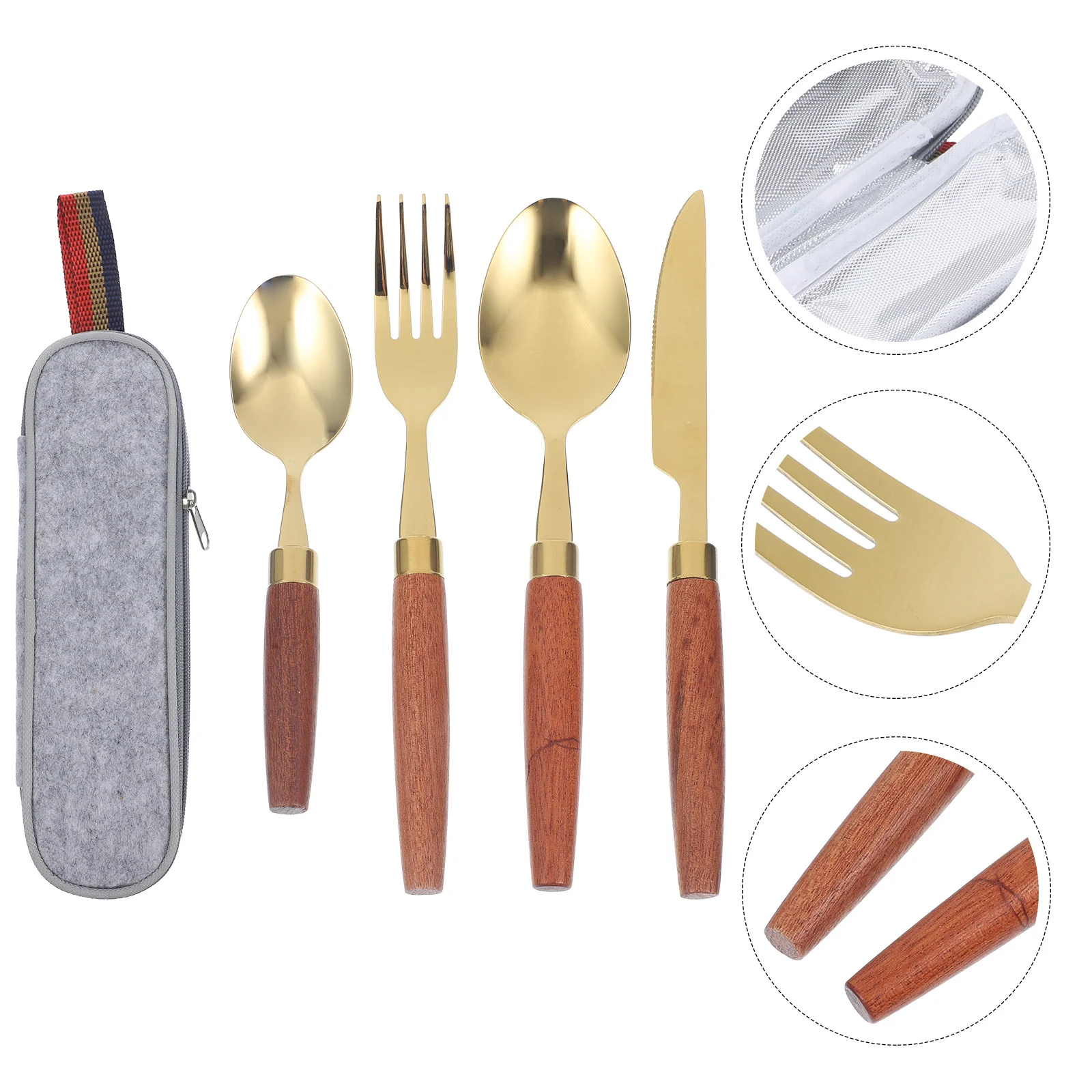 1 مجموعة المحمولة الفولاذ المقاوم للصدأ طقم أطباق في الهواء الطلق نزهة مجموعة أدوات المائدة قابلة لإعادة الاستخدام أواني السفر للتخييم التنزه الغربية الغذاء #6