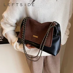 LEFTSIDE Y2K Retro Leather Design Shoulder Bags for Women 2023 Korean Fashion Chain Armpit Bag Females Crossbody Bag Handbags