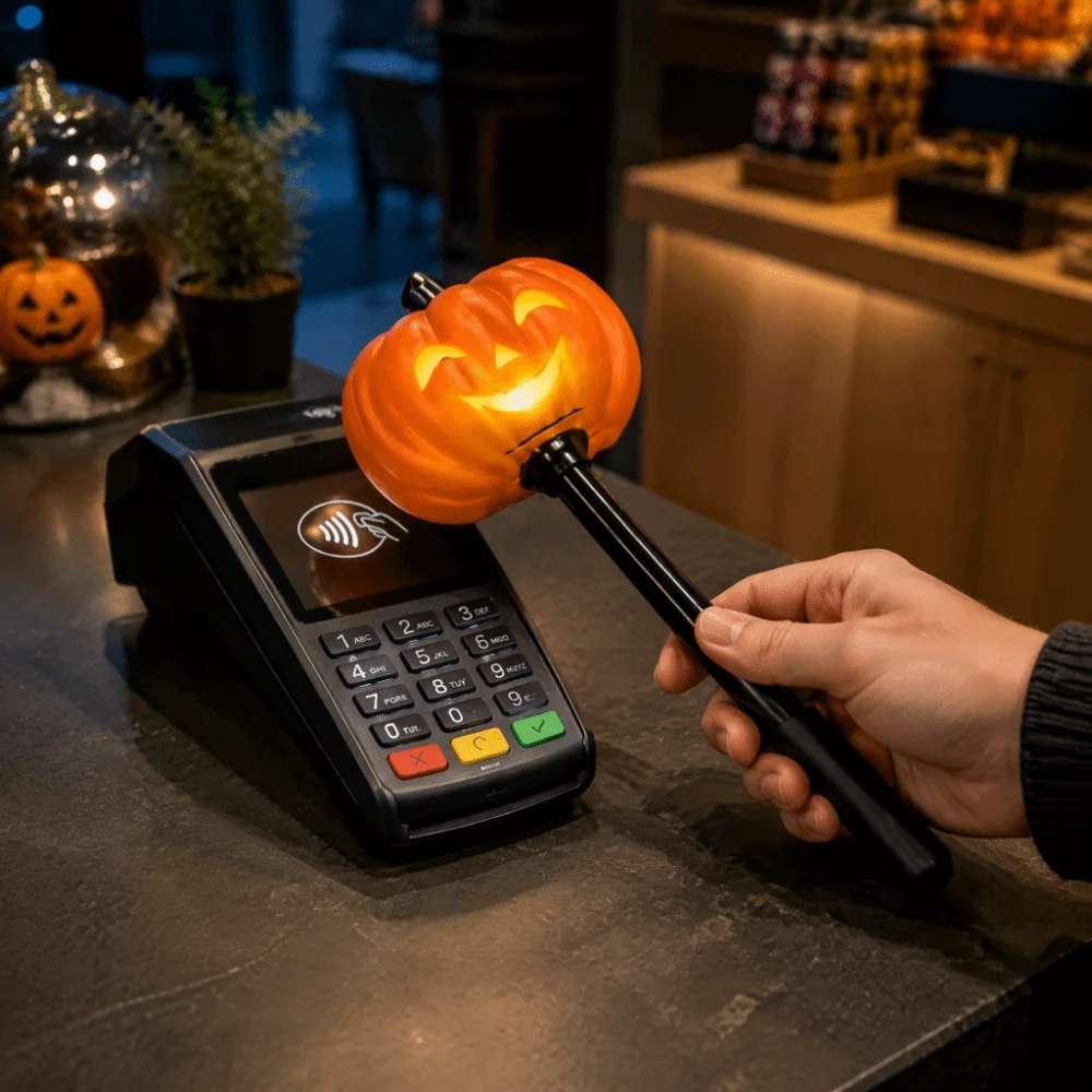 Touch Sensitive Halloween Magic Wand Pumpkin Design Handheld Pumpkin Tap Wand 3D Printed Funny Touch Sensitive Wand