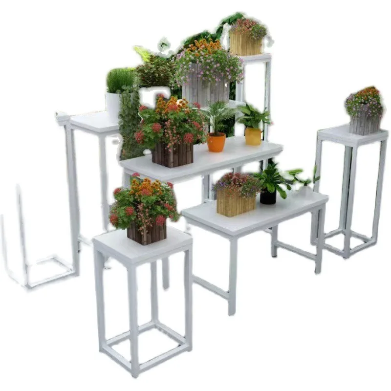 Wrought iron flower stand florist holding bouquet small table, flower flowing water platform middle island rack