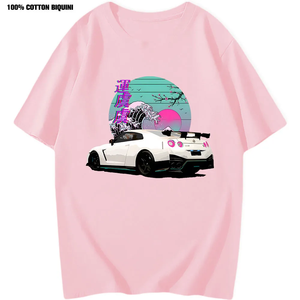 Anime T shirt For R35 Skyline GTR Vaporwave JDM Legend Car Print Shirt Men Short Sleeve 100% Cotton Graphic T shirts