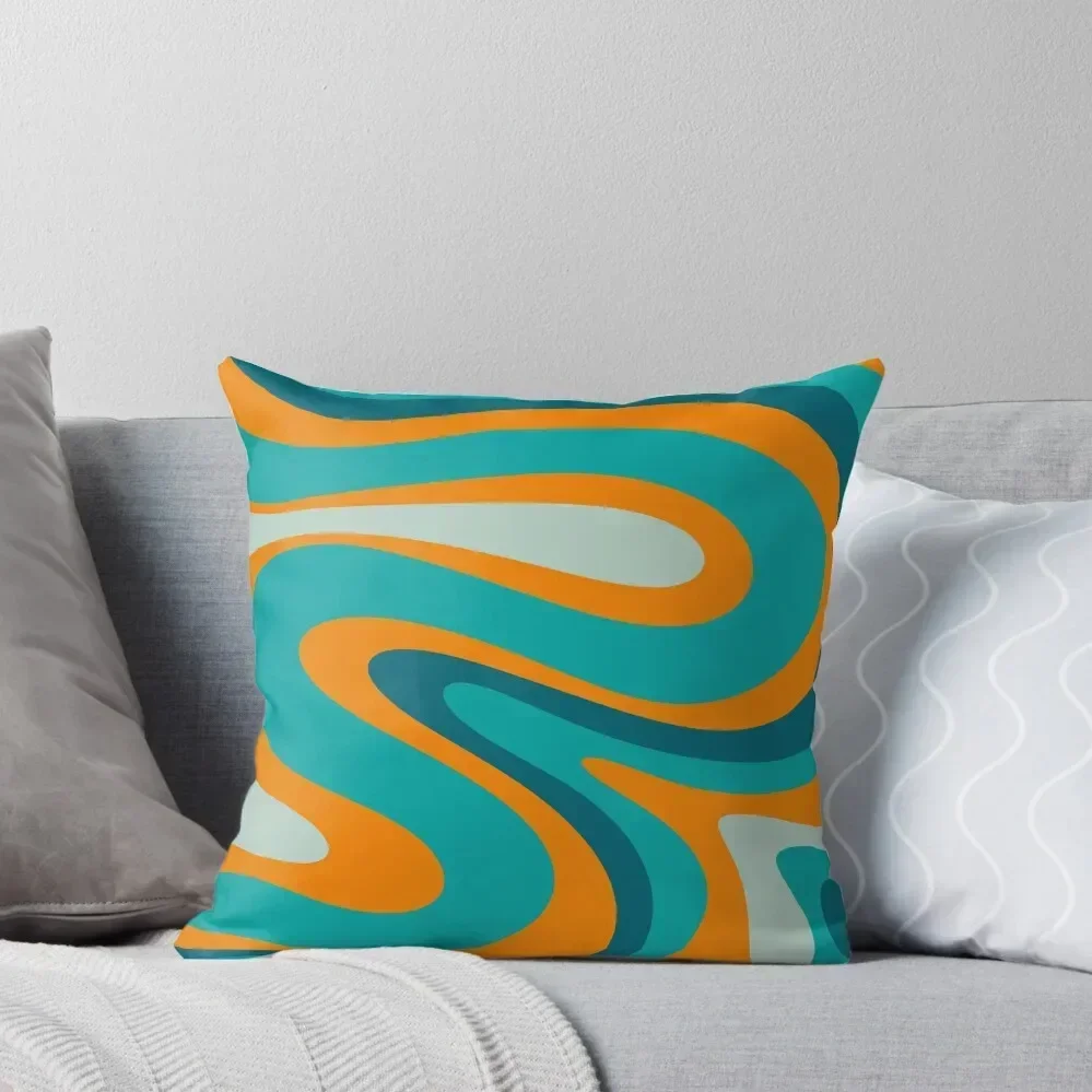 

Retro Modern Swirls Abstract Pattern in Turquoise Teal Orange Throw Pillow Cusions Cover pillowcases for sofa cushions pillow