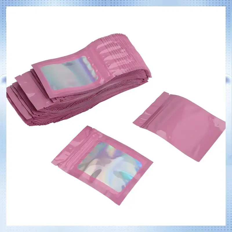

A82Q-200 Pcs Smell Proof Mylar Bags Holographic Packaging Bags, Resealable Odor Proof Bags Foil Pouch Bags For Food Storage