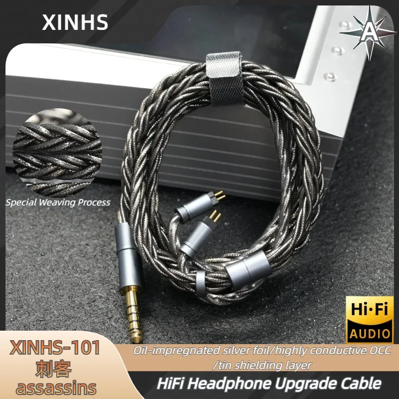 XINHS-101 Assassin 6 core silver foil mixed OCC headphone upgrade cable 0.78mm IE900 for Sennheiser AKG MK4 IEM