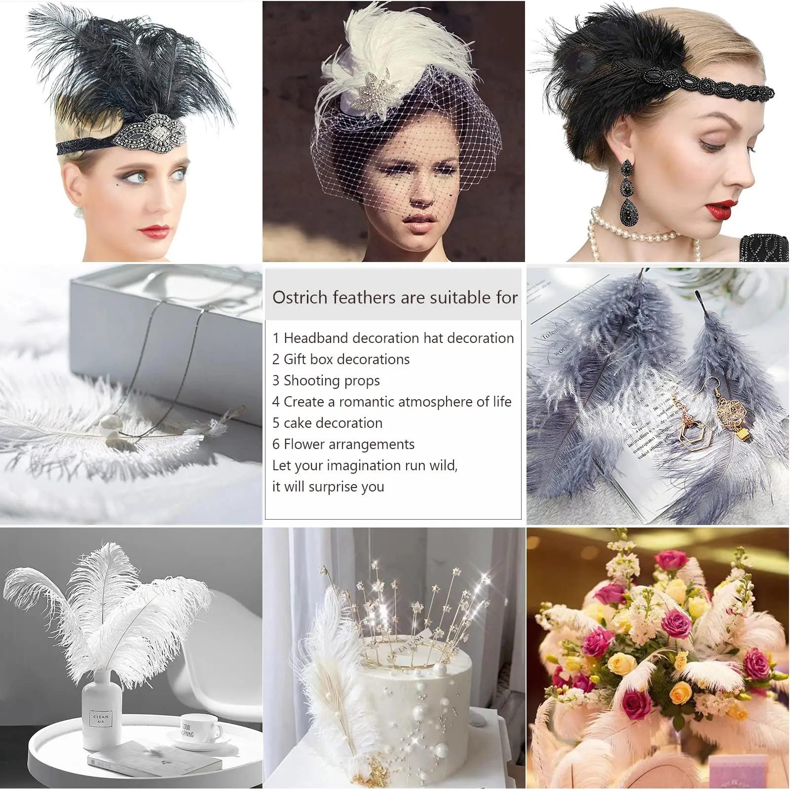 Wholesale Ostrich Feathers 20-25cm Plumes Bulk Natural Feather Supplies for Handicraft Dream Catcher DIY Sewing Accessories