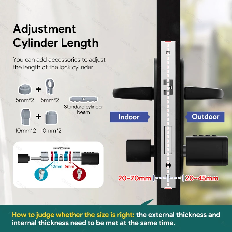 Imagem -03 - Pro Fechadura da Porta Inteligente Ajustável Tuya ou Ttlock App Senha de Impressão Digital Digital Cilindro Cartão Rfid Casa e Hotel v1