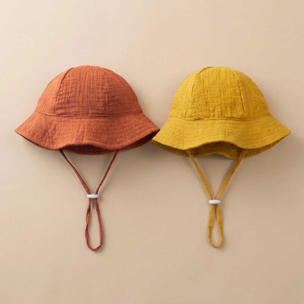 INS Baby Pure Cotton Basin Hat Sun-Protective Breathable Baby Fisherman Hat Solid Color Children's Sun Hat