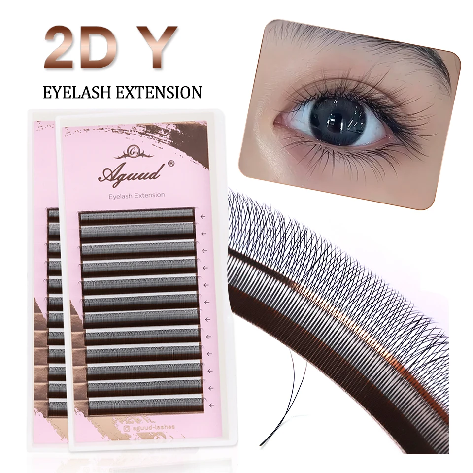 

AGUUD Single Tip 2D Y Lashes 5D 3D Fairy Clover Lash Extension Premade Bloom Fans Volume Eyelash Extension Brown 4DW Shaped Lash