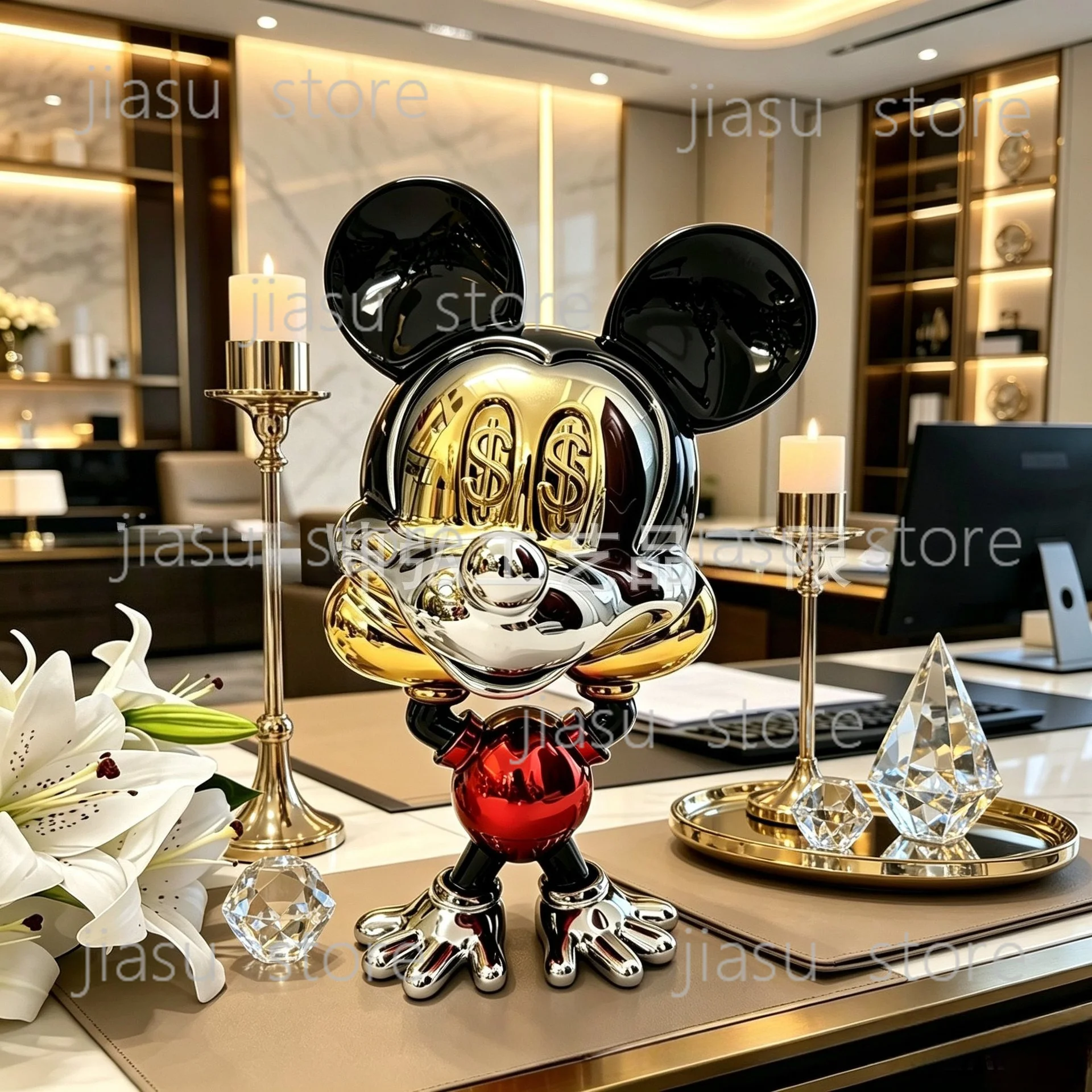 Popular Mickey Doll, Exquisite Cartoon Decor, Luxury Ornament for Home Desktop Display
