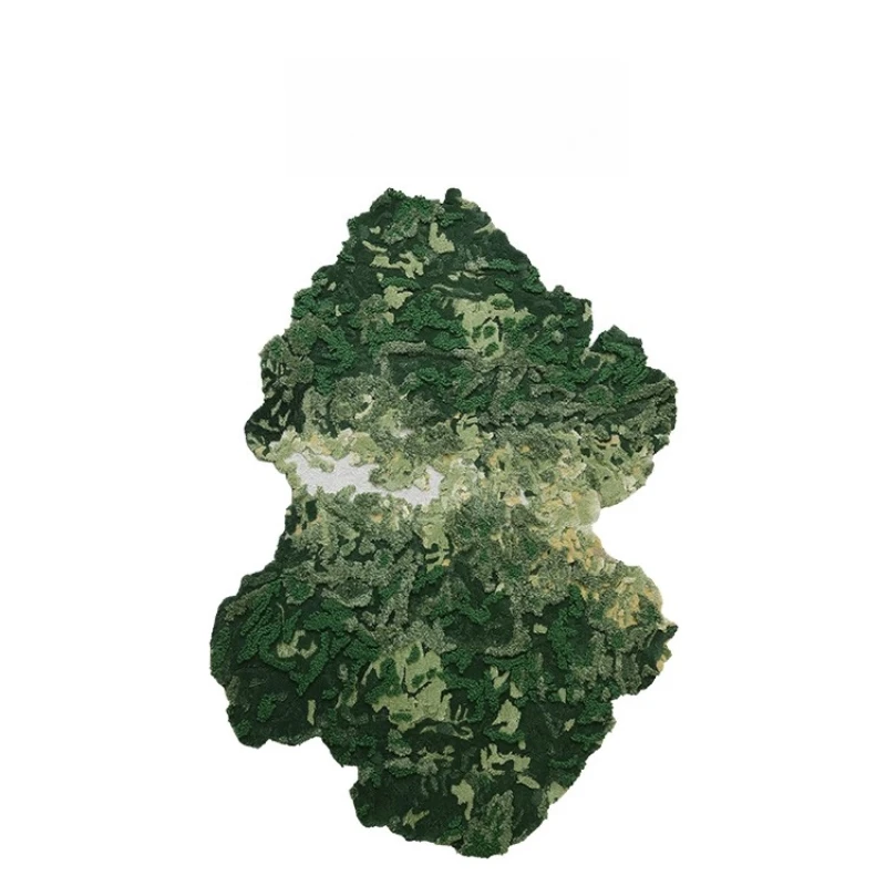 

Mo Xi handmade irregular art wind carpet living room wool green moss high-end romantic bedroom bedside blanket