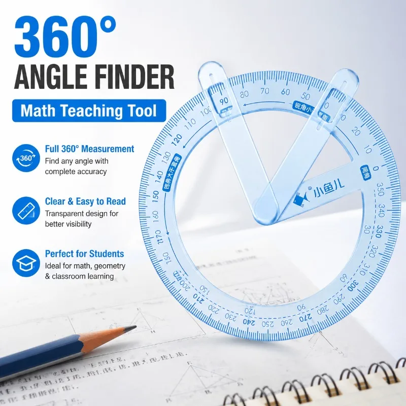 360 Degree Movable Angle Teaching Protractor Math Angle Decomposition Recognition Multifunctional Angle Ruler Demonstrator