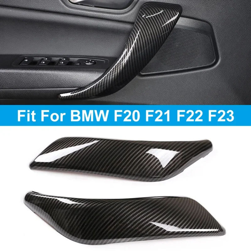 2/4Pcs For BMW 1 Series F20 F21 F22 2012-2018 2 Series F22 F23 2014-19 Carbon Fiber Style Inner Door Handle Cover ABS Plastic