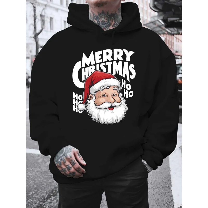 

Autumn Winter Loose Leisure Men's Hoodie Funny 3D Santa Claus Pattern Sweatshirt Fashion Christmas Elements Printed Men Clothing