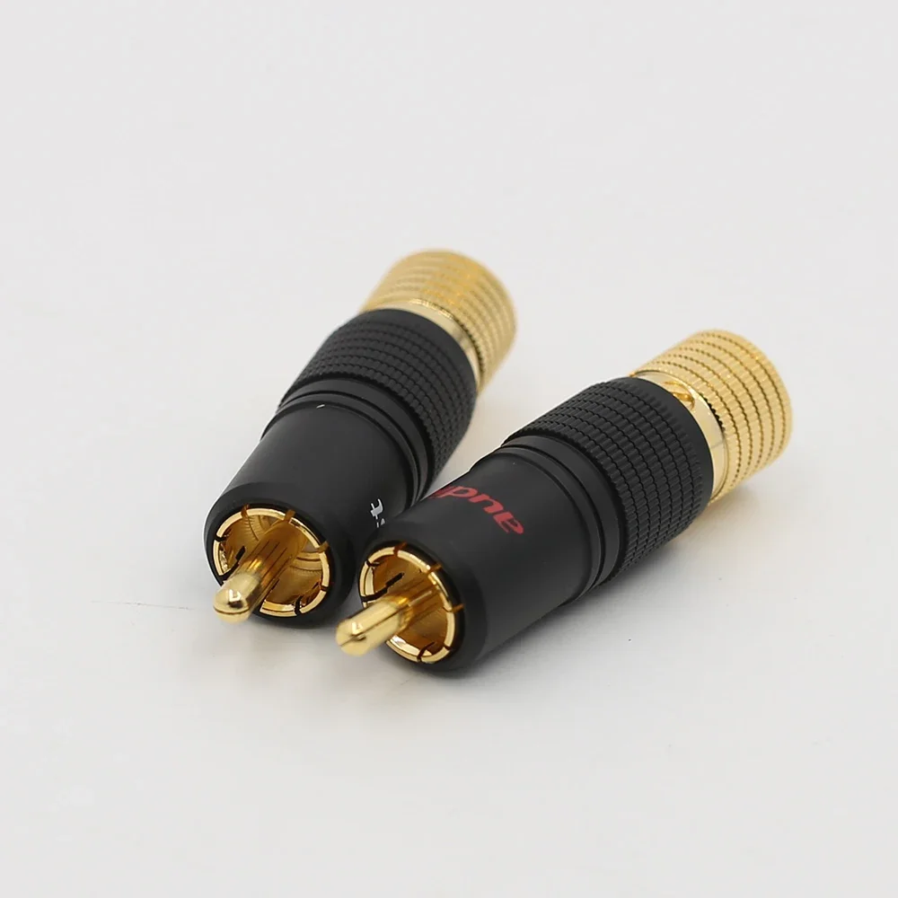 Audiocrast 24K chapado en oro tornillo de bloqueo RCA enchufe Cable de audio conector de altavoz bloqueable ajustable