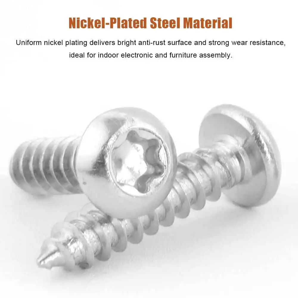 M2 M2.3 M2.6 M3 Six Lobe Drive Round Head Self Tapping Wood Screw Nickely Plated Torx Star Pan Head Tapping Screws Used for Wood