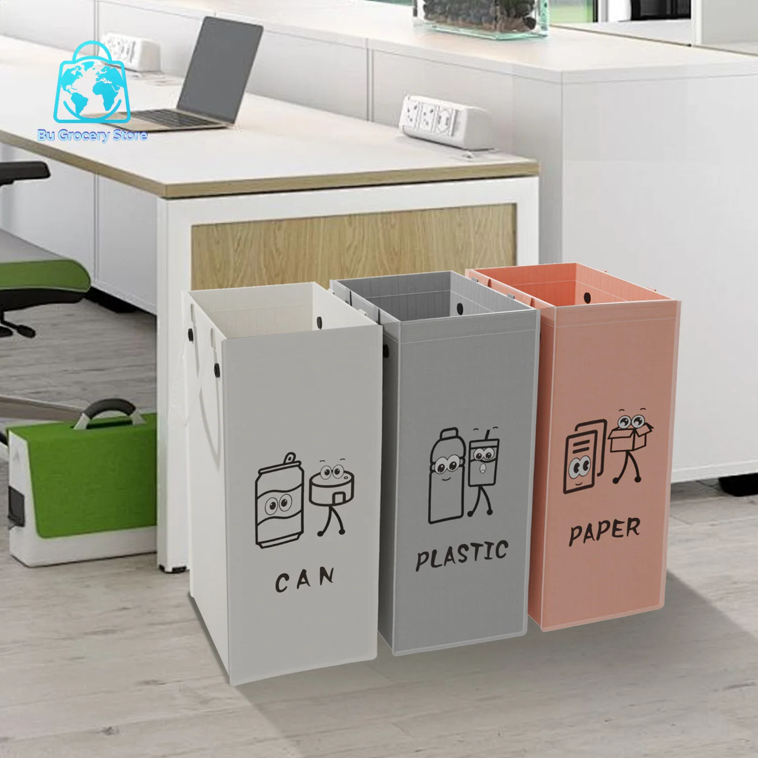 Garbage sorting bag combination mobile trash can folding trash can