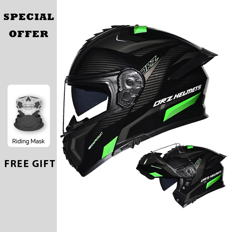 Double Visor Flip Up Motorcycle Helmets DOT ECE Full Face Modular Helmet Dual Visor Adult Men Women Couple Tail Ventilation