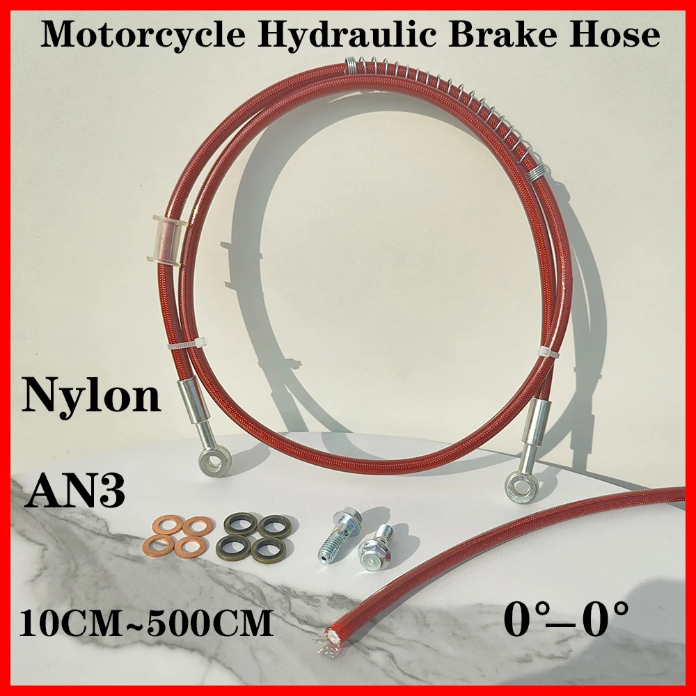 

Nylon 0°-0°Motorcycle Brake Oil Hose line Dirt Bike Braided Hydraulic Reinforce Brake Cable Clutch Pipe M8X1.25 M10X1.25mm Banjo