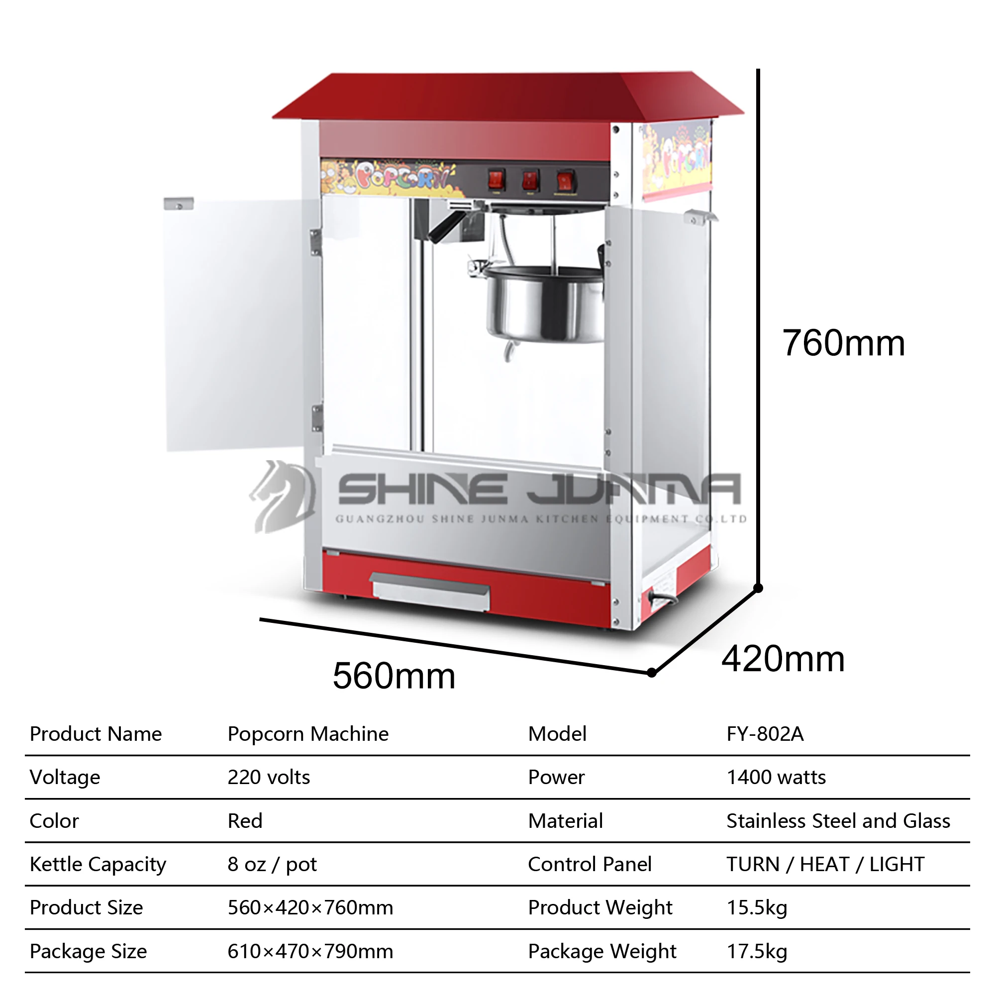 Afbeelding 7: Rood Dak Commerciële Elektrische Pop Corn Making Maker Aangepaste Popcorn Machine Popcorn Machine 8oz Ketel Popcorn Machine