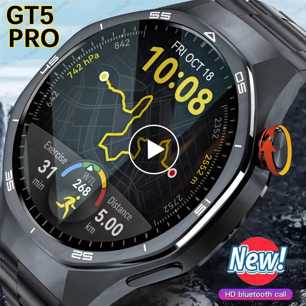 

2025 New Original For Huawei GT5 Pro Men's GPS Sports Fitness Tracker 1.43inch HD Screen NFC Bluetooth Call Smart Watch Business