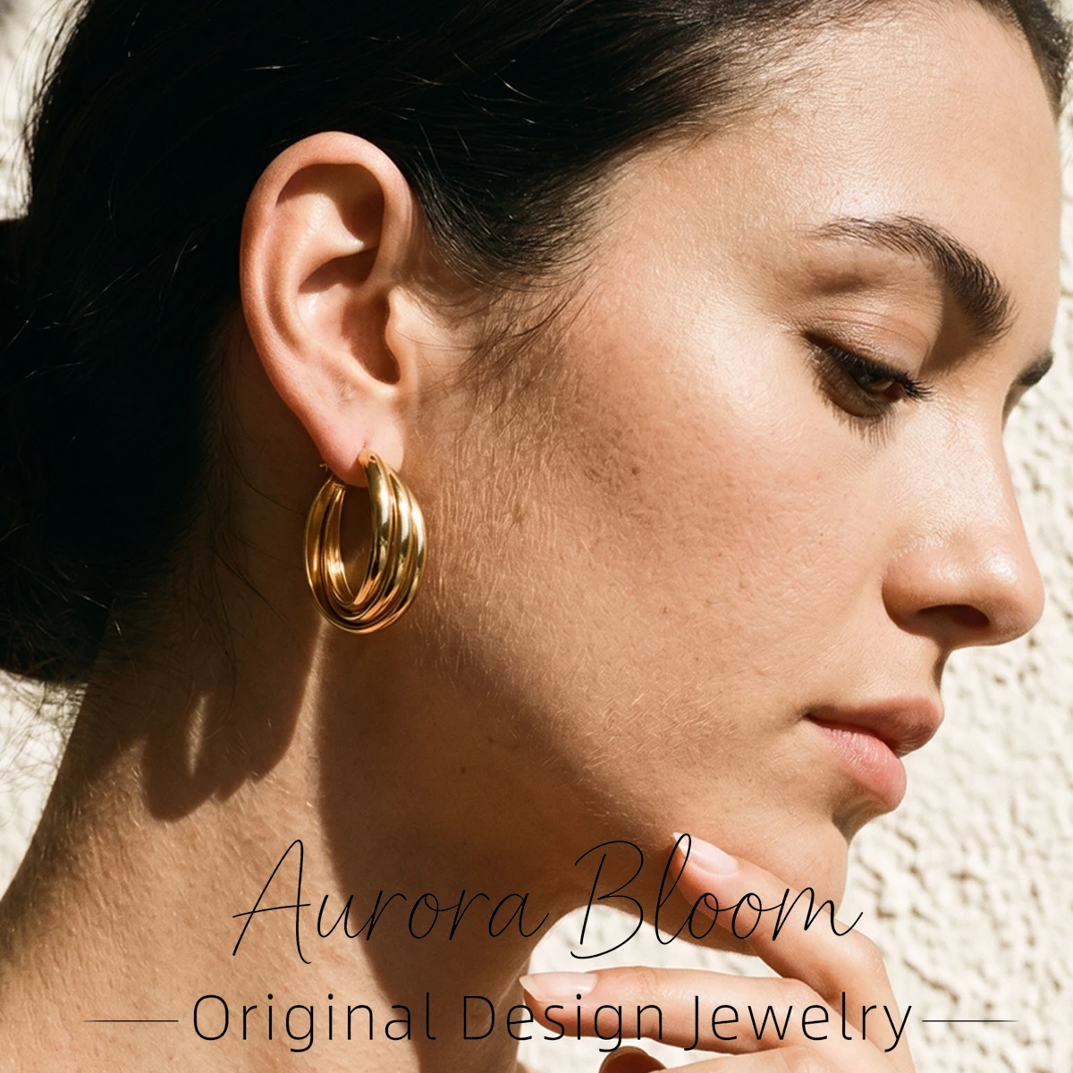 

AURORA Vintage Circle-Shaped Hoop Earrings For Women's Stainless Steel Jewelry Fashion 18K Gold-plated Big Ear Hoops Decoration