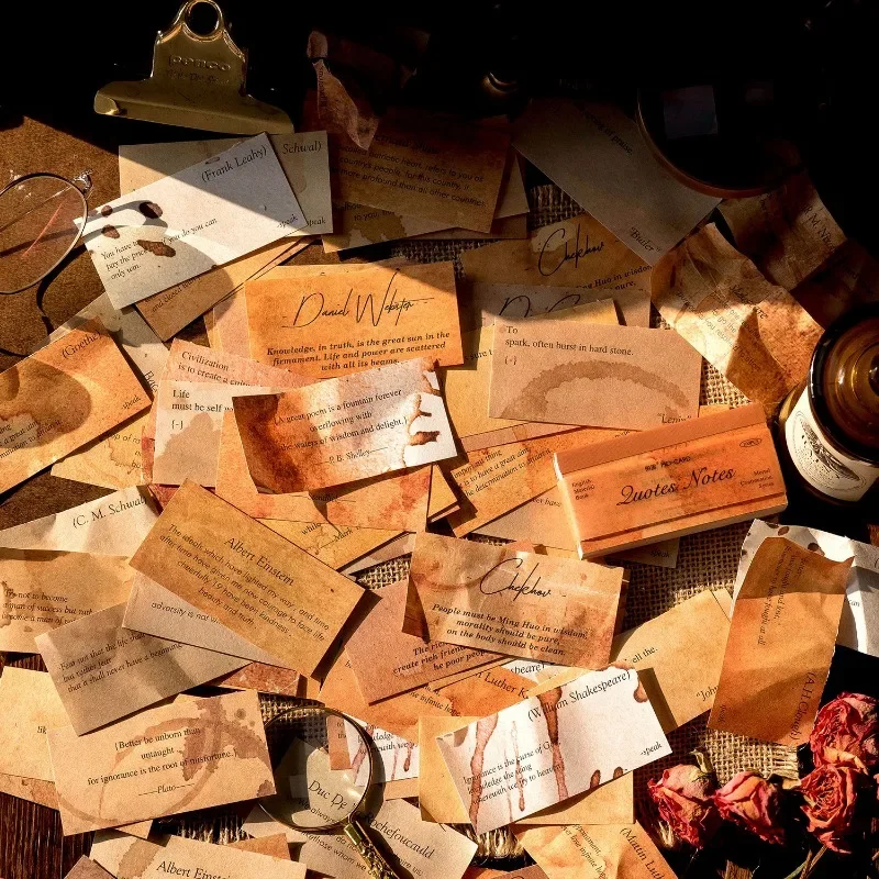 100Pcs English Poetry Sticker Set. Famous Quote Material for Journal Background, Collage & Scrapbooking.