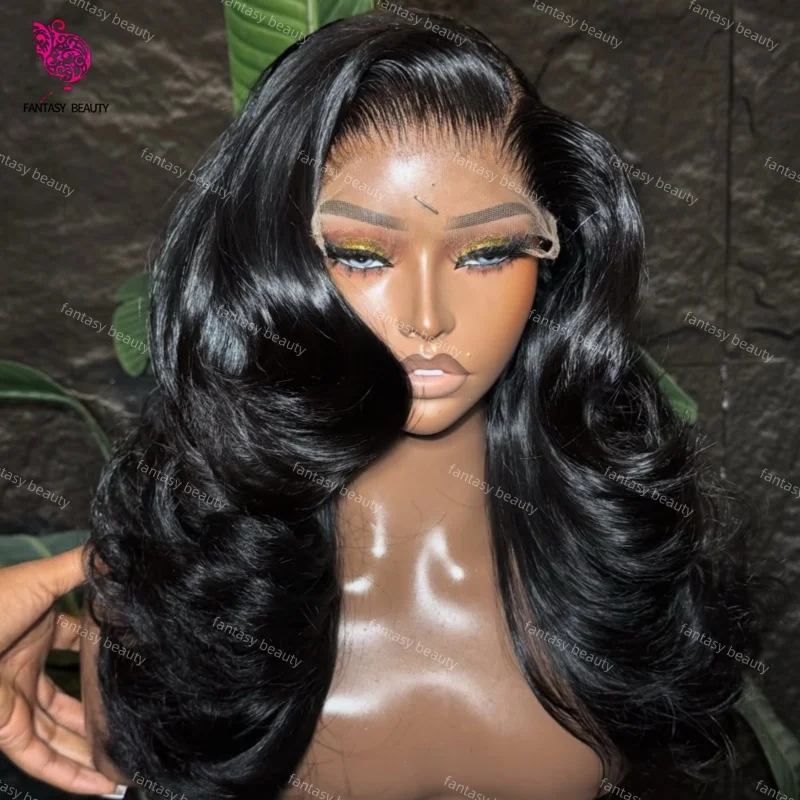 

100% человеческие волосы, натуральный черный объемная волна, 13x4 HD, прозрачный парик спереди, плотность 200, бесклеевой, 13x6, кружевной фронтальный парик для женщин