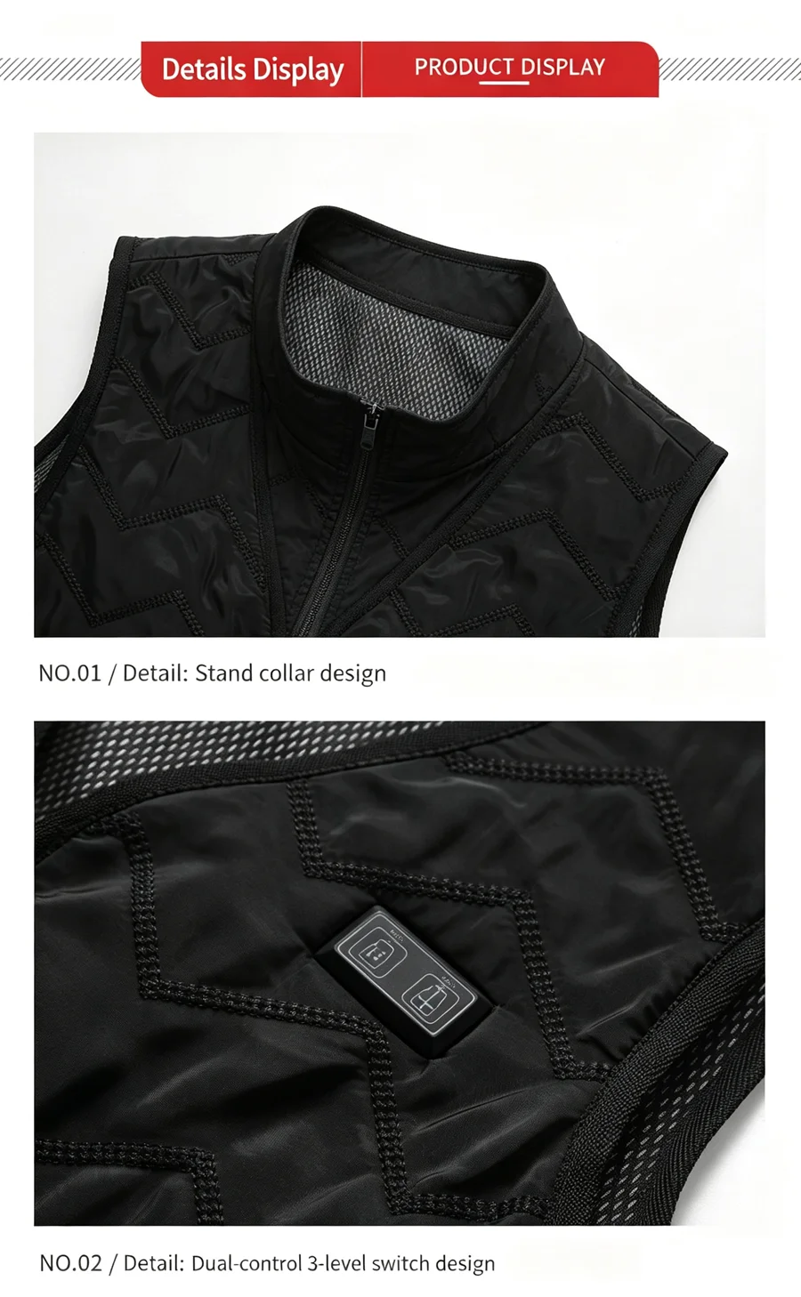 8 Heizzonen USB Elektrisch Beheizte Weste für Männer und Frauen 3-Stufen-Temperaturregelung Unisex Winter Warme Thermoweste für Outdoor-Aktivitäten – Detail 18