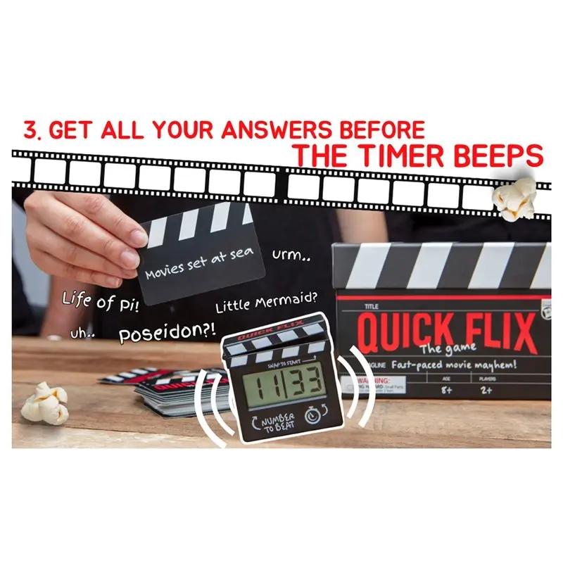 Подарки для любителей кино и киногурманов - Игра-викторина по фильмам Quick Flix Boxer - Веселая семейная игра для вечеринок и киносессий