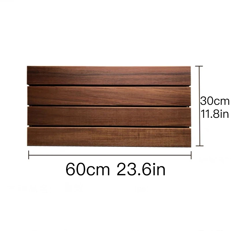 Piastrelle per pavimenti in legno duro da 6 pezzi, installazione a clic sul cortile del giardino della piattaforma del balcone esterno, materiale in legno antisettico impermeabile