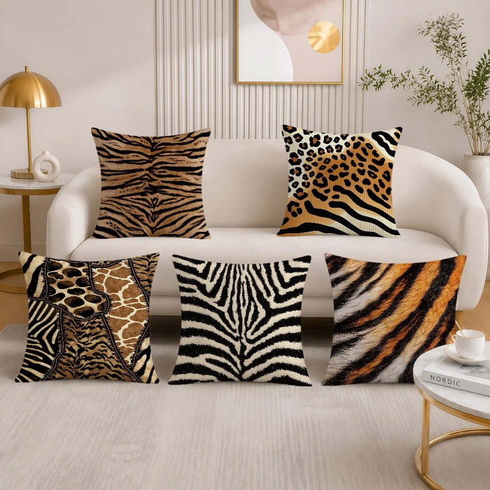 Leopard Simulated Animal Fur Tiger Cushion Cover Soft Pillowcase Double Sided Sofa Home Living Room Decor Bed Hogar Gift