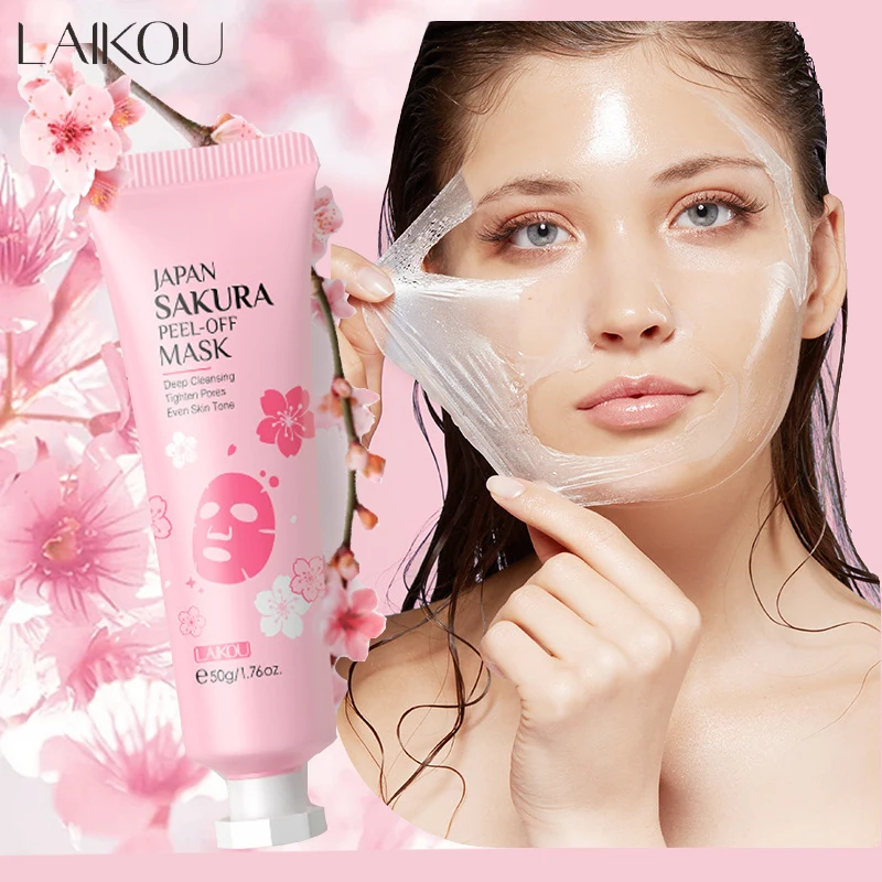 Sakura Peeling Mascarilla facial Limpieza profunda Oro de 24 quilates Mascarilla eliminada de puntos negros Reparación y suavizante Cuidado de la piel facial 50 g