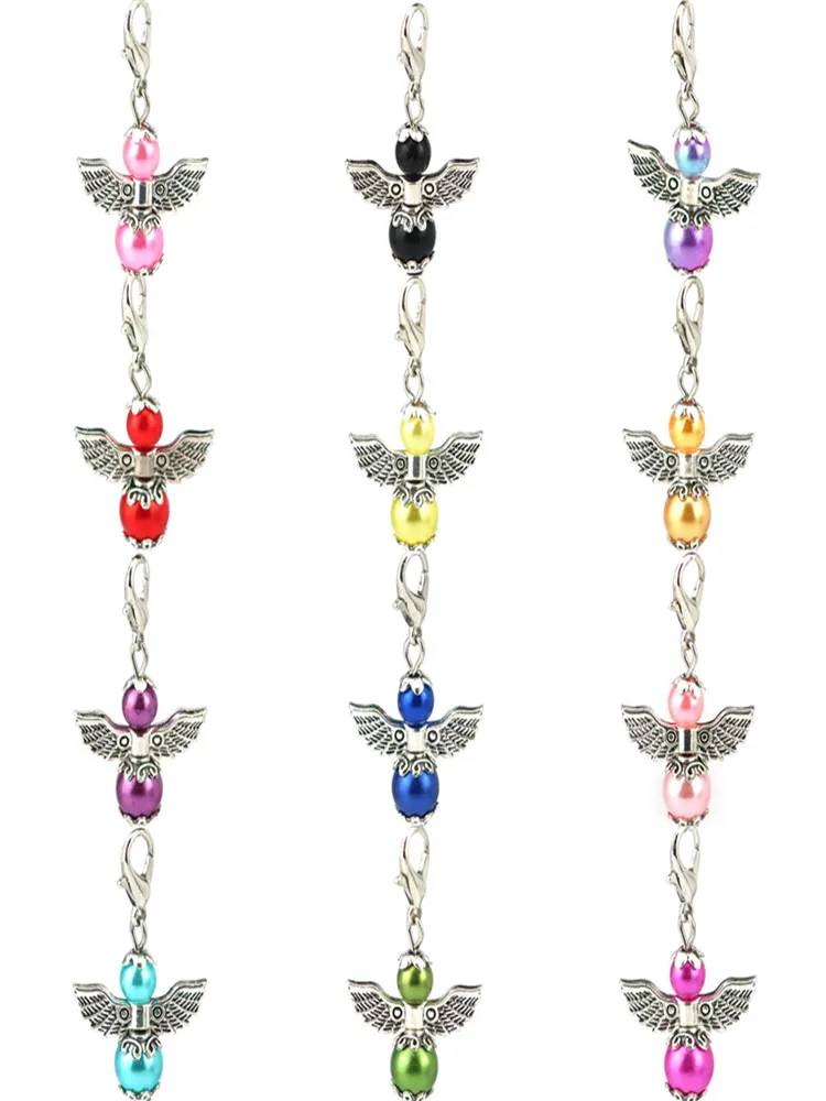 12 sztuk/partia anioły anioł stróż skrzydła Charms kolorowe koraliki urok do tworzenia biżuterii Diy brelok do kluczy z ozdobą Craft popularny produkt — zdjęcie 2