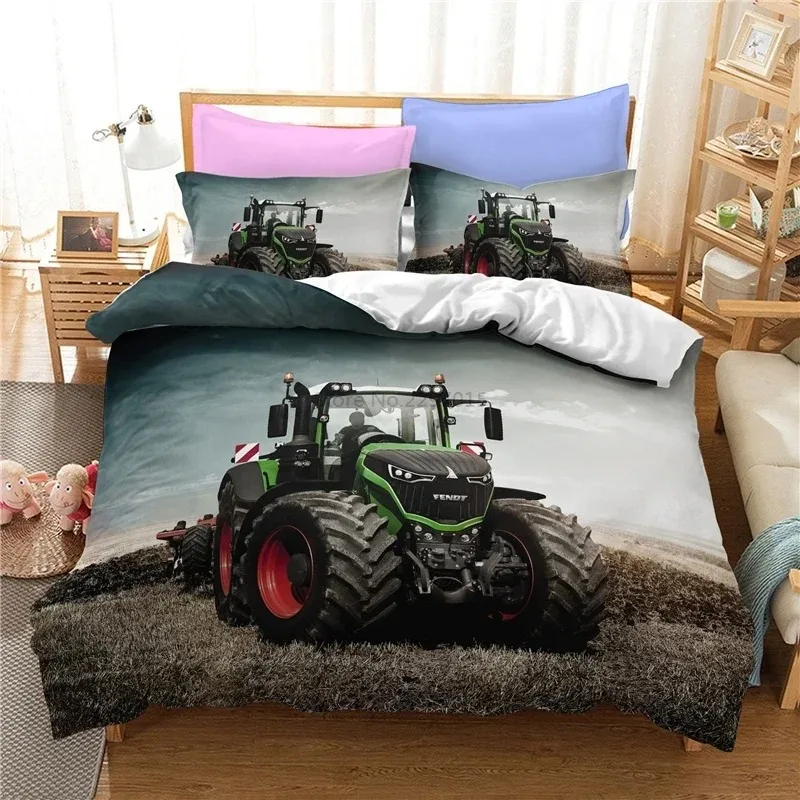 Farm Tractor 3d Bedding Set Duvet Cover Set with Pillowcase Home Textile Twin Full Queen King Bedclothes for Family Home Decor