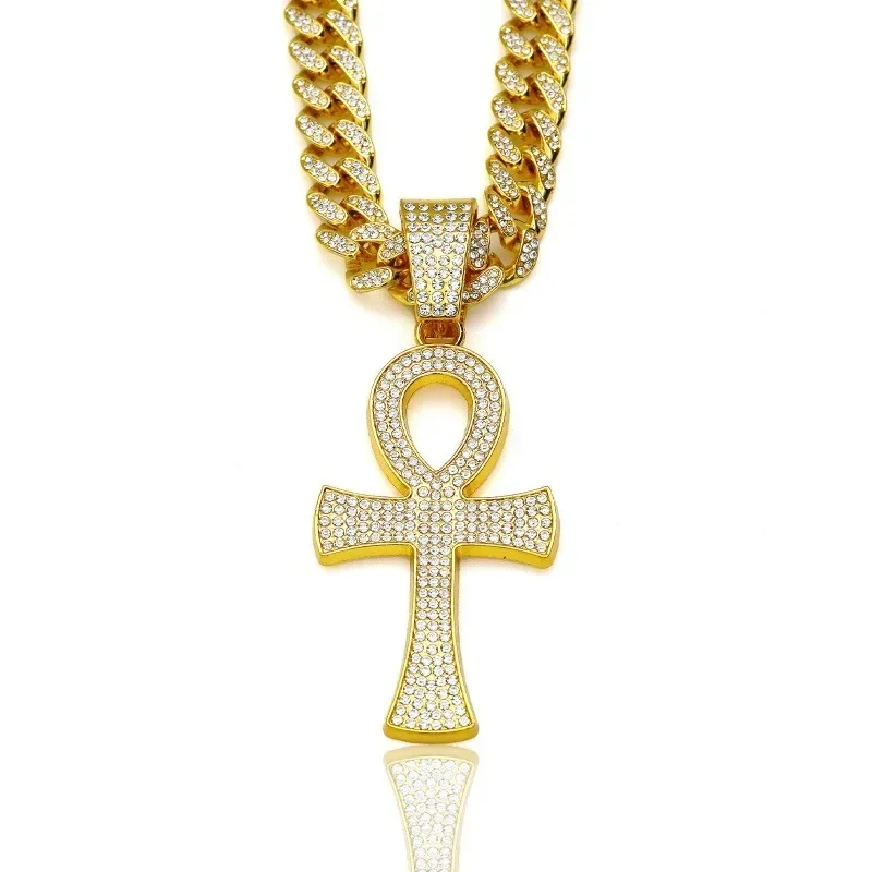Персионное ожерелье с подвеской в виде креста по низкой цене и кубинской цепочкой, позолоченная цепочка, ювелирные изделия в стиле хип-хоп, христианские подарки Персионное ожерелье с подвеской в виде креста по низкой цене и кубинской цепочкой, позолоченная цепочка, ювелирные изделия в стиле хип-хоп, христианские подарки
