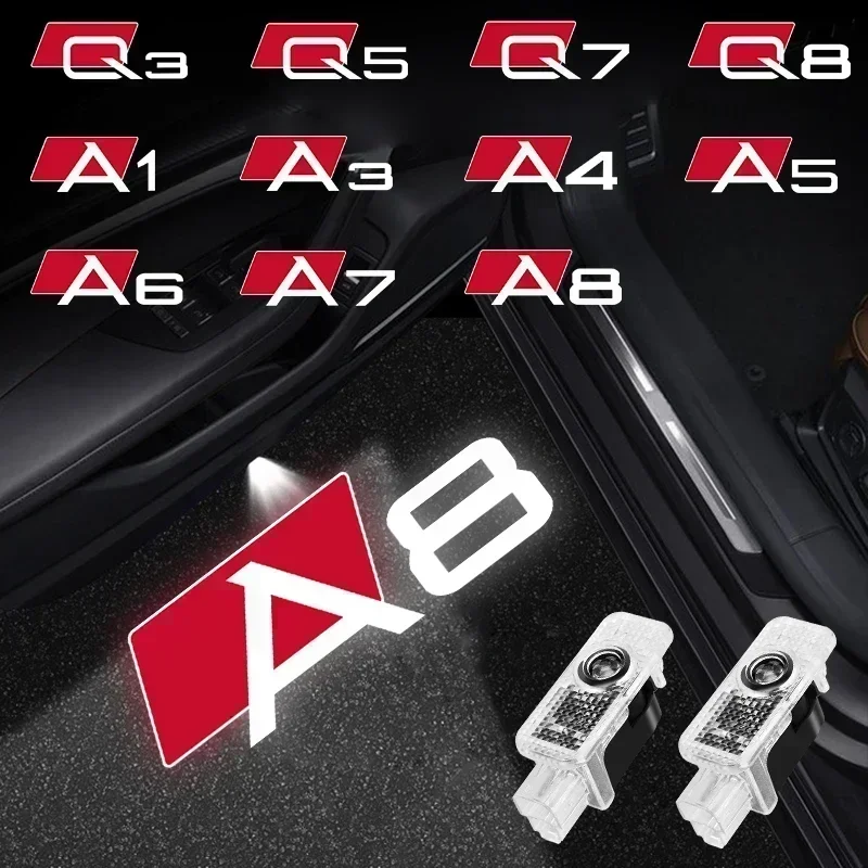 

2pcs LED Car Door Light Courtesy Projector Lamp For Audi Quattro Sline A1 A3 A4 A5 A6 A7 A8 Q3 Q5 Q7 Q8 RS A8 R8 B5 B6 B8 C5 C8